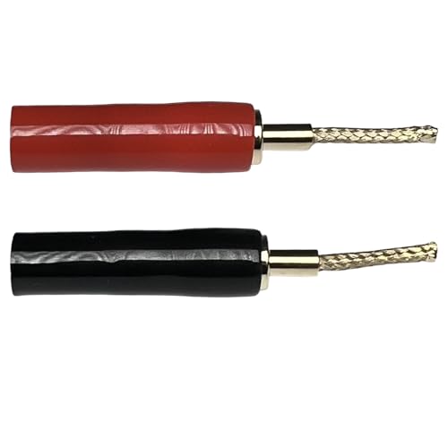 CESS 2mm Flex Pin Braided Banana Plug, Gold Plated, 4 Pairs | Black and Red colors make connections easy to identify.