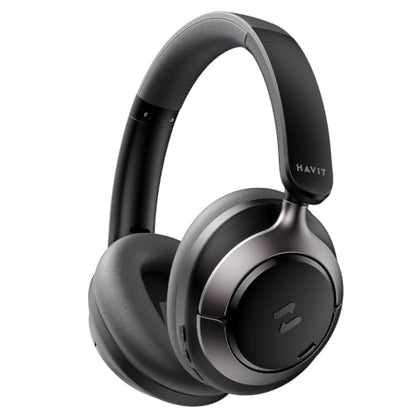 havit Hybrid ANC Wireless Headphones, Over Ear Bluetooth Headphones with Hi-Res Audio, Spatial Sound, 80H Battery, 5-Mic ENC Calls, Metal-Accent Foldable Design