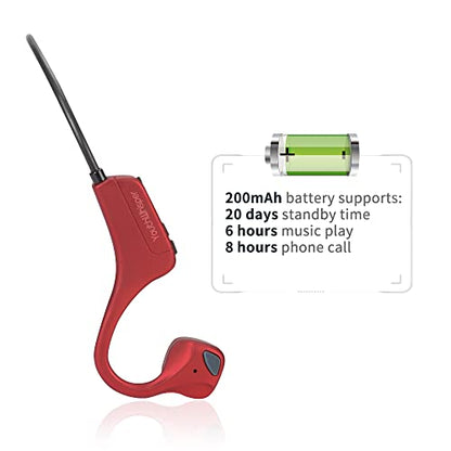 Bone Conduction Headphones Bluetooth, YouthWhisper Open Ear Wireless Earphones, Sports Headphones with Mic Waterproof for Running Cycling Hiking Walking and Workout (Red) - color: Red
