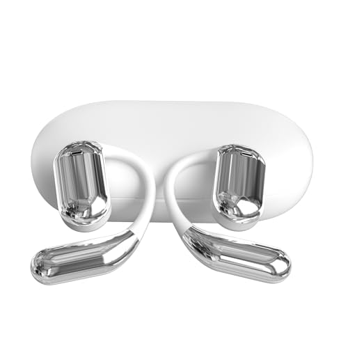 Open-Ear Wireless Headphones Bluetooth Earbuds LED Power Display Charging Case Ear Buds Earhook Over-Ear Earphones for Workout Sports Phone Laptop (White) - color: #06White