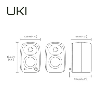 Kanto UKI 100 W Active Desktop Computer Speakers with Bluetooth and USB-C | Intelligent Sub Integration | Headphone Out | Pair | Pumice - color: Pumice
