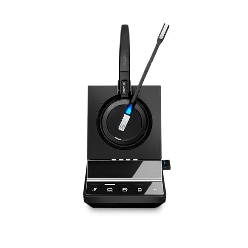 Sennheiser SDW 5016 (507016) Single-Sided Wireless DECT Headset for Desk Phone Softphone/PC& Mobile Phone Connection Dual Microphone Ultra Noise-Canceling, Black, 3 inches