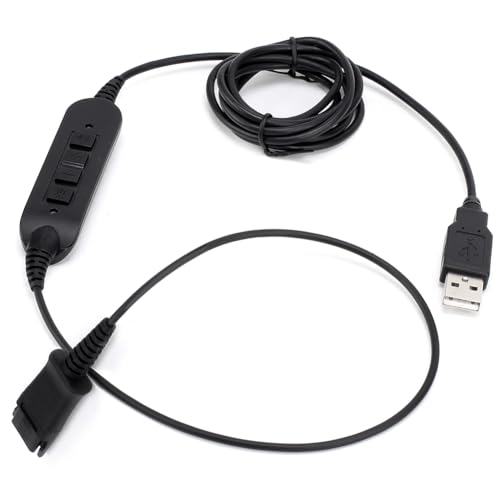 VT QD to USB Adapter Cable Compatible with 4-Pin Plantronic-Poly QD Headset with a Quick Disconnect with Volume Control and Mute Microphone/Speaker (PLT-QD-USB(02)) - style: PLT-QD-USB(02)