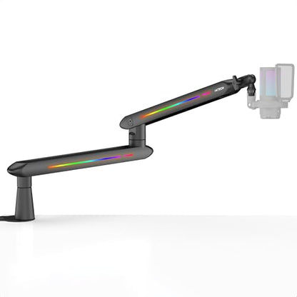 IXTECH RGB Low Profile Boom Arm for Mic, Adjustable Microphone Arm Stand with Desk Mount Clamp, Rotatable Microphone Boom Arm Mic Stand with Cable Management for Podcast Streaming Gaming Studio. - color: 4 LIZARD RGB