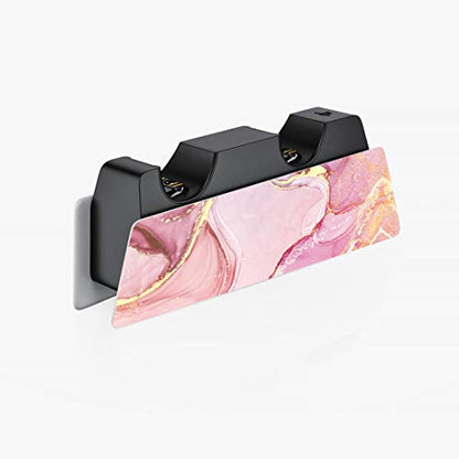 PlayVital Cosmic Pink Gold Marble Effect Full Set Skin Decal for ps5 Console Disc Edition, Sticker Cover for ps5 Controller & Charging Station & Headset & Media Remote - color: Cosmic Pink Gold Marble