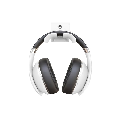 Headphone Wall Mount, Under Desk Headphone Hanger, Controller Holder, Gamepad Controller Holder, Adhesive/Screws, Universal Hanger Hook (White) - color: White
