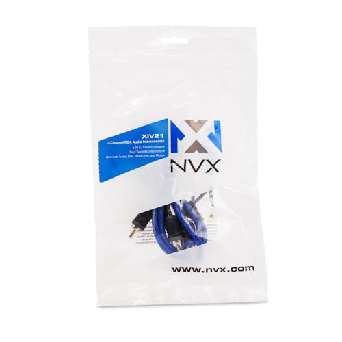 NVX 1 meter 2-Channel V-Series Car Audio RCA Interconnect Cable - 3.28 feet [XIV21] | Oxygen Free Copper Twisted Pair V-Series with Shielded Noise Reduction and Split-tip Silver-Plated ends - size: 2 Channel-3 ft.