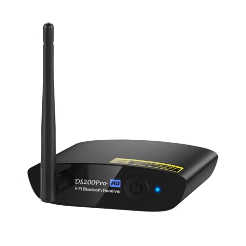 1Mii DS200Pro Bluetooth 5.3 Receiver for Home Stereo, HiFi Wireless Audio Adapter with LDAC, Built-in DAC, Long Range, Optical & RCA Outputs - color: Black