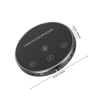 VILLCASE 360° Omnidirectional USB Microphone for Conference Calls and Live Streaming, Versatile Desktop Mic for Laptop and Computer, Black Compact Audio Pickup Tool for Video Meetings