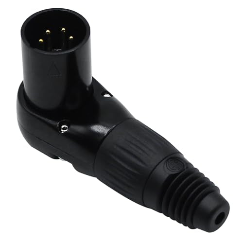 Adjustable Angle 4-Pin XLR Cable Connector 90 Degree Right Angle XLR 4 Pin Male Plug Connectors Mic Cable Plug Audio Adapter for Microphone,Mixers,Black