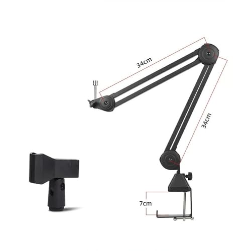 Mic Stand Desk Foldable Low Profile Mic Arm, Maximum Load 2kg Suspension Boom, Desktop Boom Microphone Stand With Universal Clip For Streaming Recording Podcast Game 360° Mic Stand ( Size : Short )