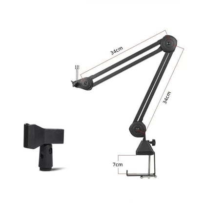 Mic Stand Desk Foldable Low Profile Mic Arm, Maximum Load 2kg Suspension Boom, Desktop Boom Microphone Stand With Universal Clip For Streaming Recording Podcast Game 360° Mic Stand ( Size : Short )