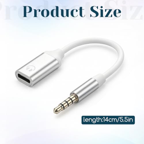 3.5mm Male to USB C Female Audio Adapter, Only Analog Audio Aux Jack Cables | USB C to Aux Audios Dongle Headphone Jack Adapters for Smartphones Laptops Tablets MP3, Silver