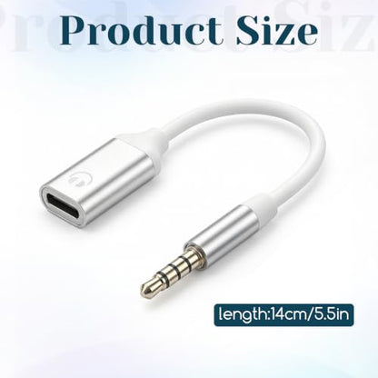 3.5mm Male to USB C Female Audio Adapter, Only Analog Audio Aux Jack Cables | USB C to Aux Audios Dongle Headphone Jack Adapters for Smartphones Laptops Tablets MP3, Silver