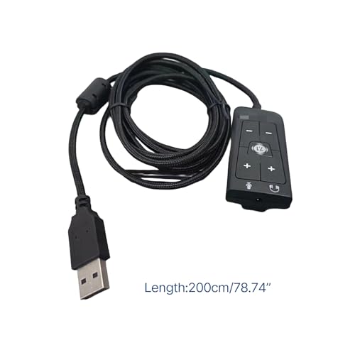 External Stereo Sound Card USB to 3.5mm Headphone Microphone Jacks for Cloud2 7.1 Headsets Stereo Sound Adapters Remote Control for Headset