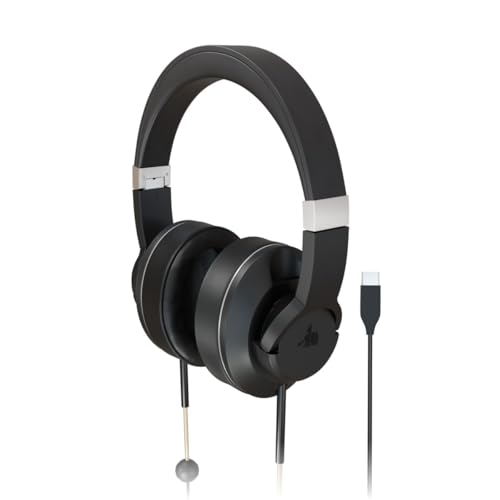 DefenderShield EMF Protection Air Tube Over-Ear Headphones – USB-C | Built-In Mic & Full-Range Stereo Sound – Foldable Headphones with Mic & Travel Case - style: USB-C