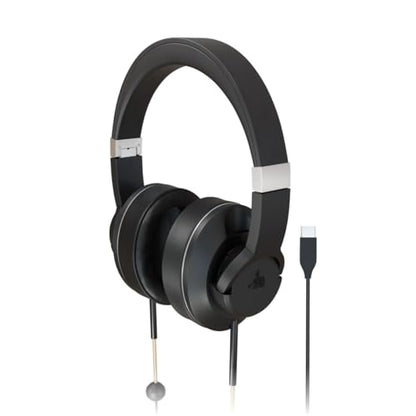 DefenderShield EMF Protection Air Tube Over-Ear Headphones – USB-C | Built-In Mic & Full-Range Stereo Sound – Foldable Headphones with Mic & Travel Case - style: USB-C