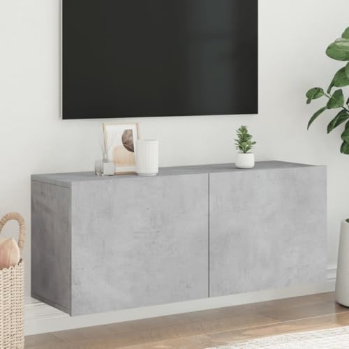 Wall-Mounted TV Cabinet, Modern Floating Media Console Shelf for Living Room, Concrete Grey Engineered Wood TV Stand Storage Unit 39.4x11.8x16.1