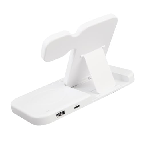 Fabater Wireless Charging Station, 15W Fast Foldable with 4 in 1 Charging Dock, Multi Device Charger Stand for Phone Watch Headphone Travel