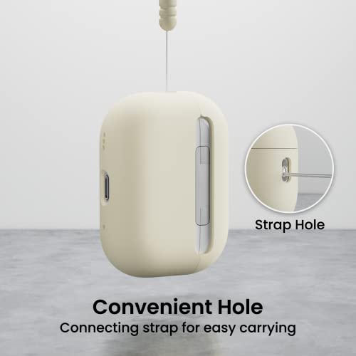 ORNARTO for AirPods Pro 2 Case, Hybrid Silicone, Starlight | Hybrid Silicone Rubber, Front LED Visible, Wireless Charging, Skin-Friendly Soft Touch, Anti-Scratch, Detachable Lanyard - color: Starlight