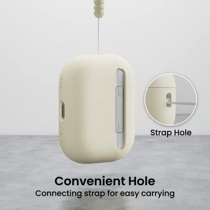 ORNARTO for AirPods Pro 2 Case, Hybrid Silicone, Starlight | Hybrid Silicone Rubber, Front LED Visible, Wireless Charging, Skin-Friendly Soft Touch, Anti-Scratch, Detachable Lanyard - color: Starlight