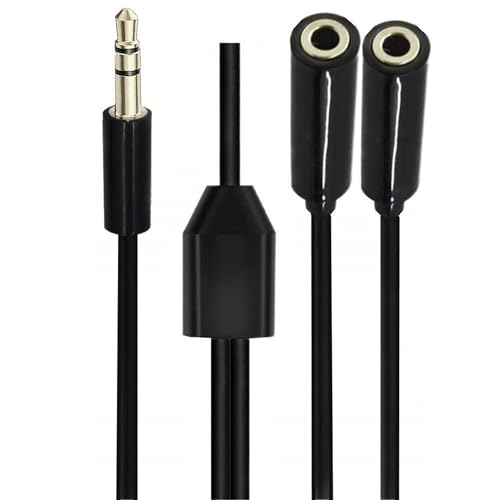 Headphone Audio Splitter 3.5mm 1 Male to 2 Female Cable 31.5inch | 3.5mm TRS Y Splitter Cable Gold-Plated Stereo Jack for Laptop Smartphone PC Mp3/4 Earphone Speaker 0.8m