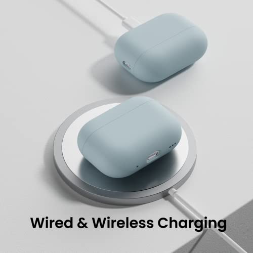 ORNARTO Compatible with AirPods Pro 2 Case 2022, Full Protective Hybrid Silicone for AirPods Pro 2nd Generation Case, Front LED Visible Skin Cover-Mint Green | Hybrid Silicone Rubber, Front LED Visible, Wireless Charging, Skin-Friendly Soft Touch, Anti-Sc
