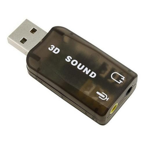USB Sound Card 5.1 Channel External Audio Interface with Xear 3D Technology, Full-Speed USB 2.0 and Play PC Notebook Desktop, Digital Volume Knob, Black