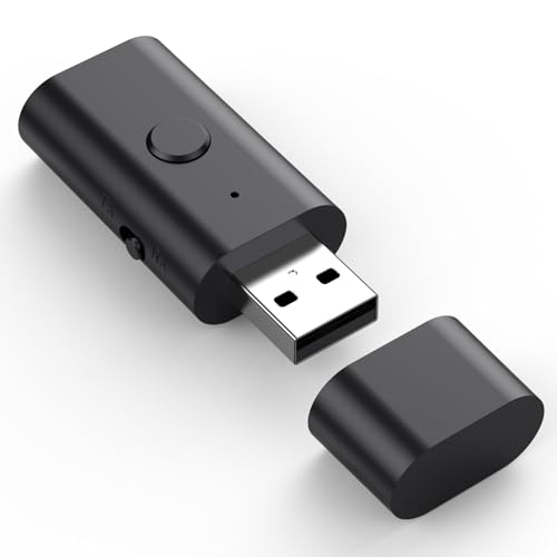 Bluetooth 5.3 Transmitter/Receiver, 3.5 mm Auxiliary Wireless USB Adapter | Low latency, built-in microphone, hands-free calling, no drivers required—suitable for TVs, computers and speakers