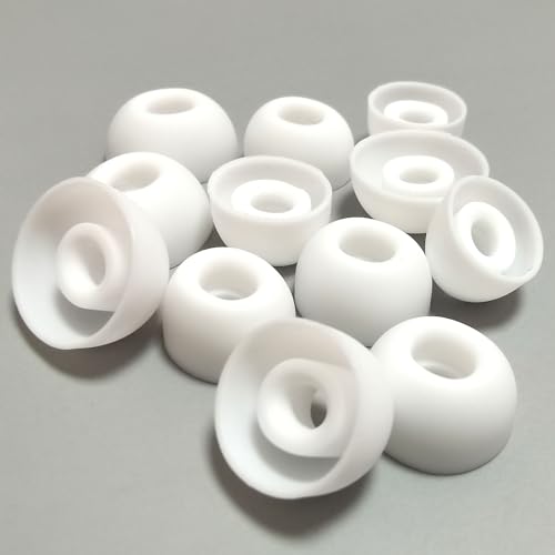 Universal Silicone Replacement Ear Tips/Oval Earbuds Tips for 4mm-7mm LMS | 6 Pairs Rubber Tips Secure Fit & Noise Isolation, White - color: Oval-White