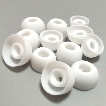 Universal Silicone Replacement Ear Tips/Oval Earbuds Tips for 4mm-7mm LMS | 6 Pairs Rubber Tips Secure Fit & Noise Isolation, White - color: Oval-White