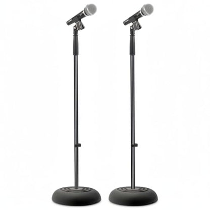 Pyle Universal Microphone Stand - Handheld Mic Compatible, Heavy Compact Base, Lightweight & Compact Design, 2.8 to 5 Ft Height Adjustable Clamp, Pivot Angle Clip, Home/Studio Use (Pair) - size: 2 Count ( Pack of 1)