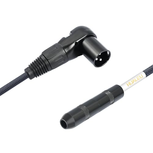1FT Right Angle XLR Male to 1/4 TRS Mini Jack Adapter Cable,6.35 mm 1/4 Female to Right Angle 3Pin-XLR Male Cable for Mixer, Audio Player, Power amplifier-1Pack