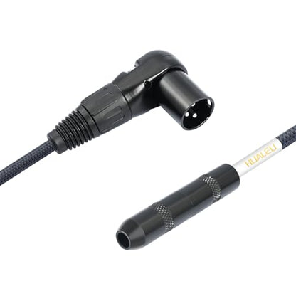 1FT Right Angle XLR Male to 1/4 TRS Mini Jack Adapter Cable,6.35 mm 1/4 Female to Right Angle 3Pin-XLR Male Cable for Mixer, Audio Player, Power amplifier-1Pack