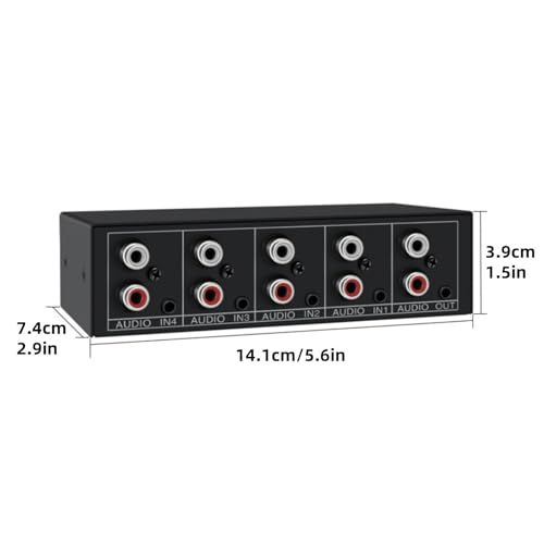 3.5mm Aux RCA L/R Bi-Directional Audio Switcher Selector, 4 in 1 Out A/B Analog Audio Switcher Selector