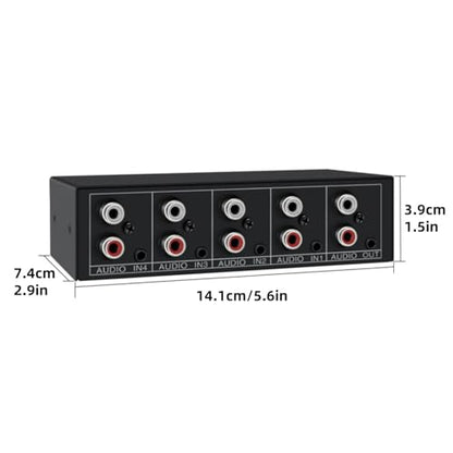 Bi-Directional Stereo Audio Switch, 4 in 1 Out 3.5mm AUX RCA L/R Audio Switcher Selector for Speaker, TV, Game Console