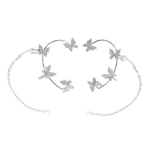 Wireless Earphone Decoration, Anti Lost Earrings for Earbud Earphone Chain Earring Holder Rhinestone Butterfly Hook Earrings for Women