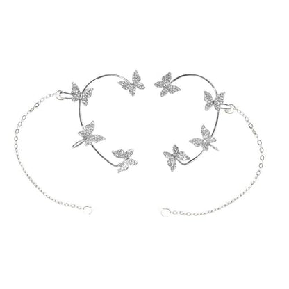 Wireless Earphone Decoration, Anti Lost Earrings for Earbud Earphone Chain Earring Holder Rhinestone Butterfly Hook Earrings for Women