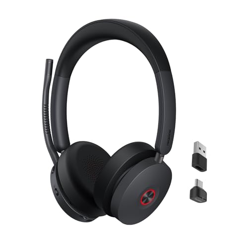 Yealink BH74 ANC Wireless Headset with Mic for Work, Bluetooth Headset Noise Cancelling with 6 AI Microphone,32H Battery Life & Mute Button,Microsoft Teams Premium Open Office Certified,UC Compatible - color: Black (UC), style: BH74