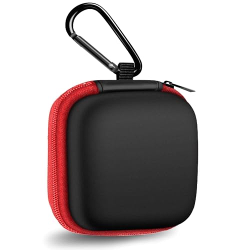 1 Pack Square Earbud Case Storage Bag with Carabiner, Red - color: C5-square red