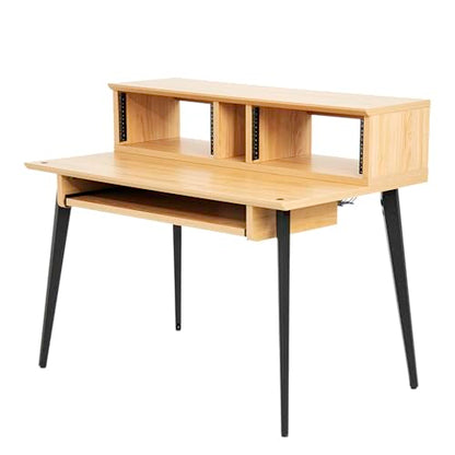Gator Frameworks Elite Series Studio Desk Workstation with (8U) Adjustable Rack Shelves and Sliding Keyboard Tray; Natural Maple Finish (GFW-ELITEDESK-MPL) - color: Natural Maple, style: Main Desk