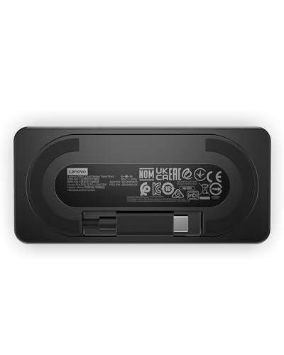 Lenovo USB-C Dual Display Travel Dock w/ 100W Power Adapter - 7 Ports, Integrated USB-C Cable, Universal Compatibility, Dual Displays at 4K - Black - style: USB 도크 + 어댑터