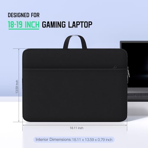 18-19 inch Laptop Sleeve Gaming Computer Case Compatible with Alienware M18 R2 R1/18 Area-51, ASUS ROG Strix Scar 18/ G18, MSI Titan 18 HX Carrying Travel Bag - size: 19 Inch