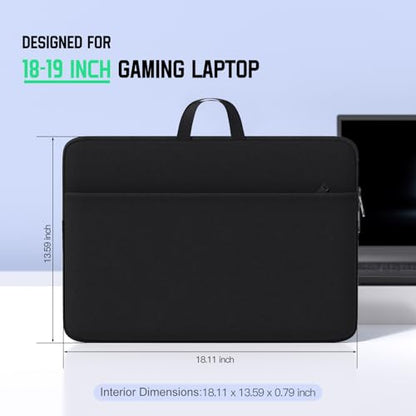 18-19 inch Laptop Sleeve Gaming Computer Case Compatible with Alienware M18 R2 R1/18 Area-51, ASUS ROG Strix Scar 18/ G18, MSI Titan 18 HX Carrying Travel Bag - size: 19 Inch