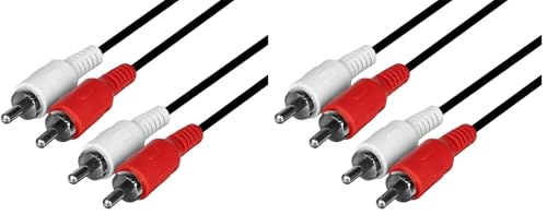Monoprice 6ft 2 RCA Plug/2 RCA Plug M/M Cable - Black (Pack of 2) - size: 1 Count (Pack of 2)