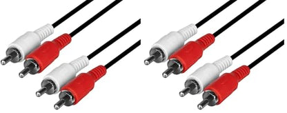Monoprice 6ft 2 RCA Plug/2 RCA Plug M/M Cable - Black (Pack of 2) - size: 1 Count (Pack of 2)