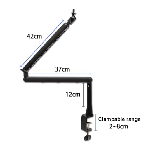 Microphone Boom Arm Low Adjustable Stick Microphone Arm Stand with Desk Mount Clamp Screw Adapter Cable Management Metal Mic Boom Arm for Podcast Streaming Gaming Studio