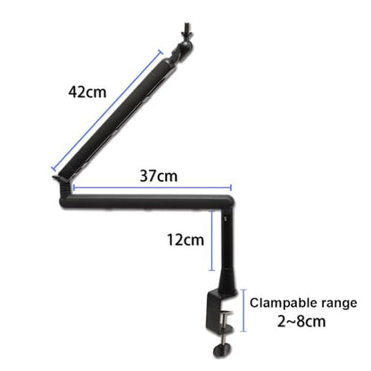 Microphone Boom Arm Low Adjustable Stick Microphone Arm Stand with Desk Mount Clamp Screw Adapter Cable Management Metal Mic Boom Arm for Podcast Streaming Gaming Studio