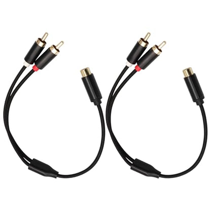 2 Pack 1 Female to 2 Male Audio Cable, RCA Y-Adapter, 1Ft | Gold-Plated Splitter Cable, Y Adapter Connector, Extension Cord for Home Theater Car Audio - size: 1 Female to 2 Male