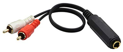 6.35mm to 2 RCA Y Splitter Cable, Gold-Plated 6.35mm (1/4 inch) TRS Female to 2 (Dual) RCA Male Stereo Audio Y Splitter Extension Adapter Cable (12Inch/30CM) - color: White